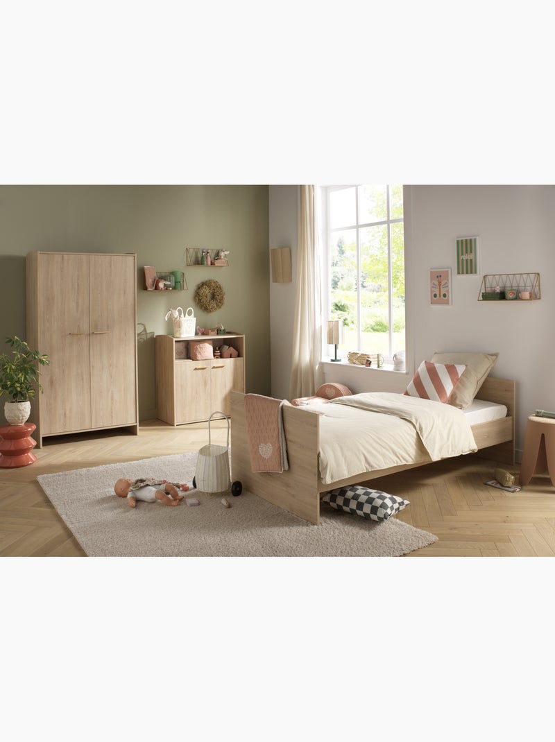 Lit 60x120 évolutif 90x190 décor bois hêtre - sauthon Marron - Kiabi