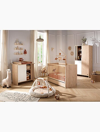 Lit à barreaux en bois décor chêne suave - sauthon