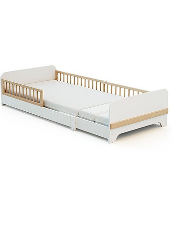 Lit au sol enfant extensible en bois 80x140-165-190 carrousel avec matelas