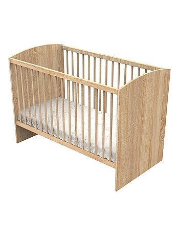 Lit avec têtes de lit arrondies en bois décor chêne doré - sauthon