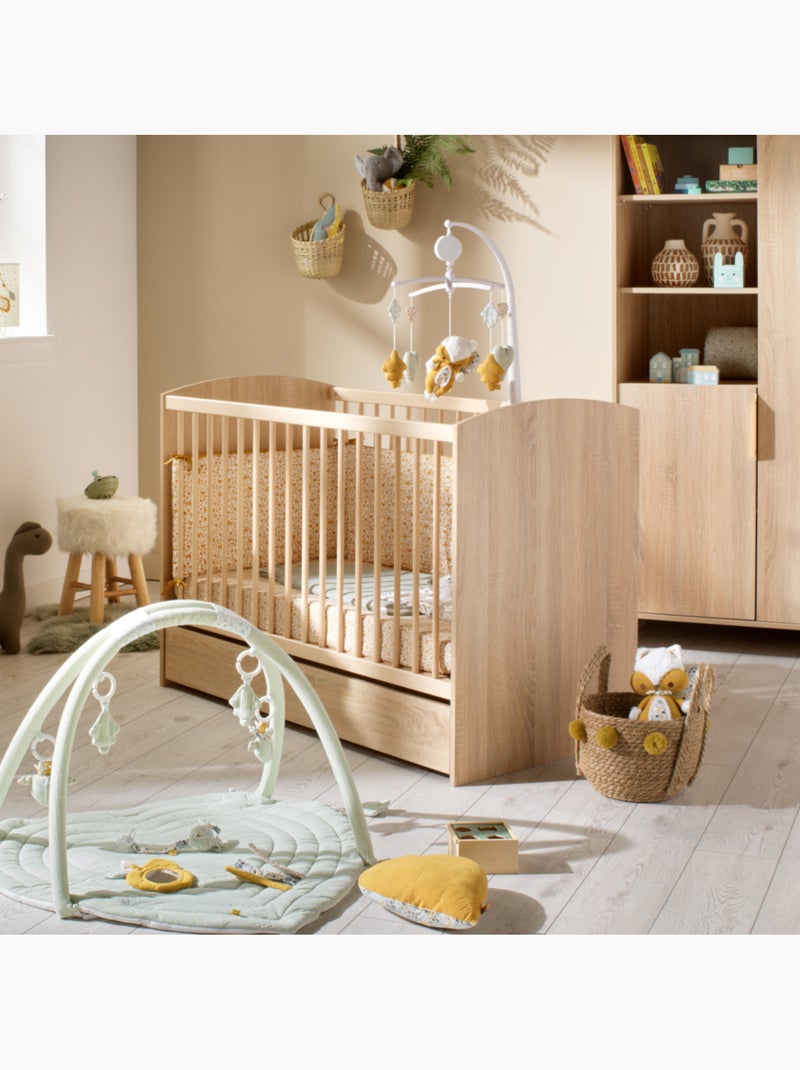 Lit avec têtes de lit arrondies en bois décor chêne doré - sauthon Marron - Kiabi