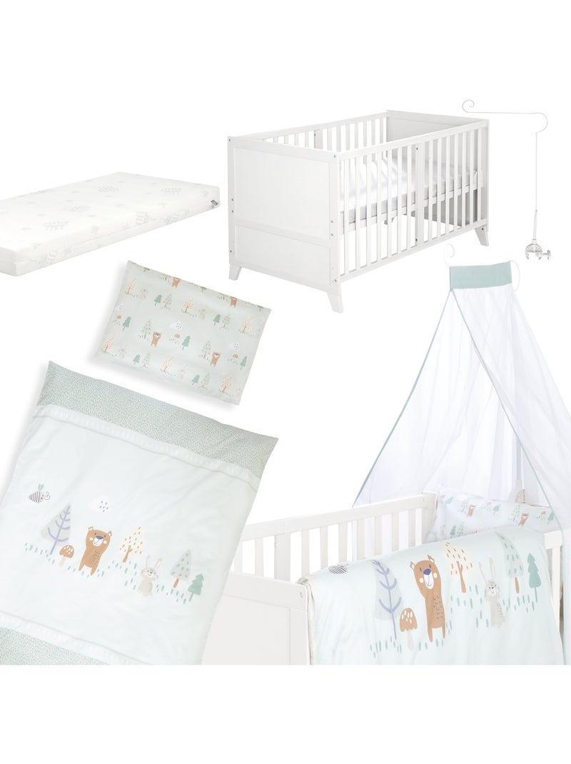 Lit bébé 70 x 140 avec literie complète 'Wooland Buddies' ROBA Blanc - Kiabi