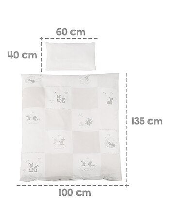 Lit bébé 70 x 140 cm évolutif avec literie complète 'Fox et Bunny' ROBA
