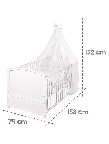 Lit bébé 70 x 140 cm évolutif avec literie complète 'Fox et Bunny' ROBA