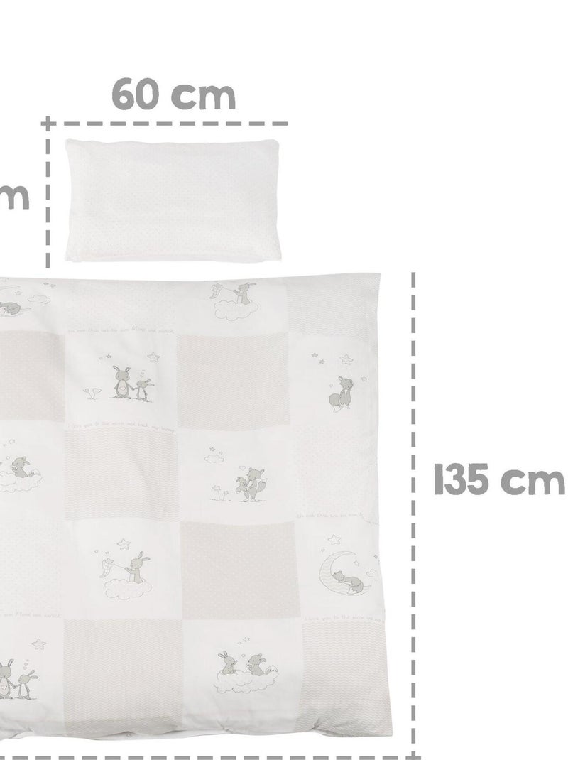 Lit bébé 70 x 140 cm évolutif avec literie complète 'Fox et Bunny' ROBA Blanc - Kiabi