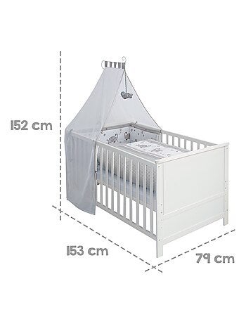 Lit bébé 70 x 140 cm évolutif avec literie complète 'jumbotwins' roba
