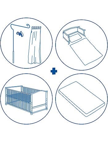 Lit bébé 70 x 140 cm évolutif avec literie complète 'Liebhabear' ROBA