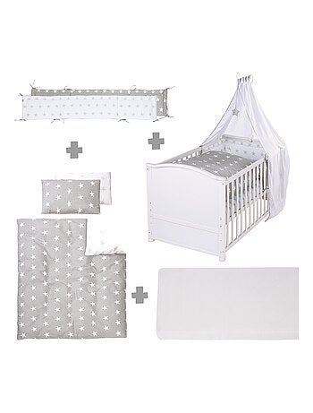 Lit bébé 70 x 140 cm évolutif avec literie complète 'little stars' roba