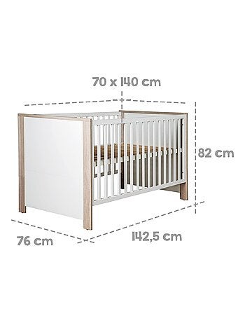 Lit bébé 70 x 140 cm évolutif avec tiroir de rangement 'olaf' roba