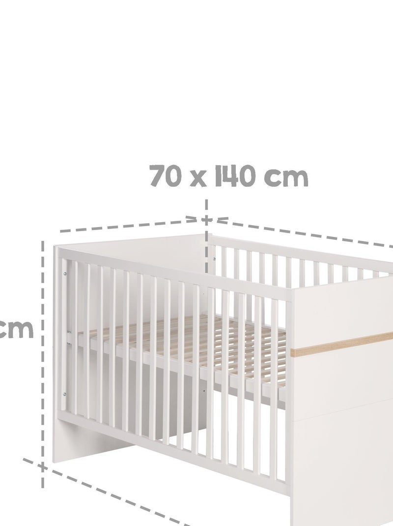 Lit bébé 70 x 140 cm évolutif 'pia' roba Blanc - Kiabi