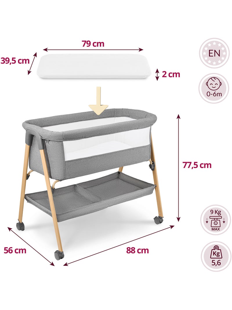 Lit bébé autoportant avec matelas berceau et lit de voyage pliable – hypermotion Gris - Kiabi