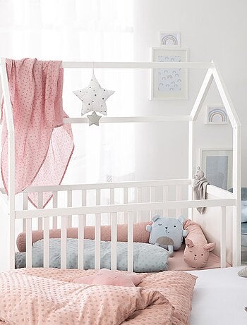 Lit bébé cabane 60 x 120 convertible en cododo + plan et matelas à langer ROBA