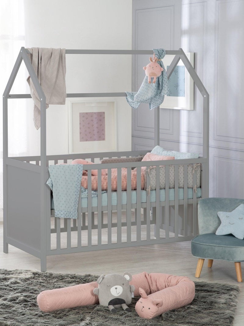 Lit bébé cabane 70 x 140 évolutif transformable en lit junior bois FSC - ROBA Gris - Kiabi
