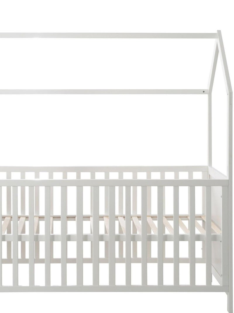 Lit bébé cabane 70 x 140 transformable en lit junior bois FSC - ROBA Blanc - Kiabi