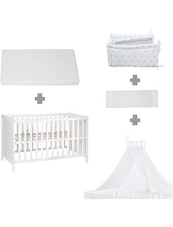 Lit bébé cododo 2en1 avec literie complète 'Sterne grau' ROBA