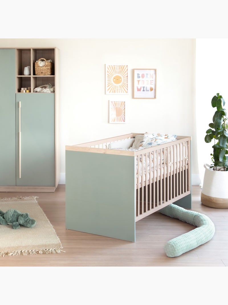 Lit bébé combiné minimaliste 70 × 140 cm Selva Roba Vert/Rose - Kiabi