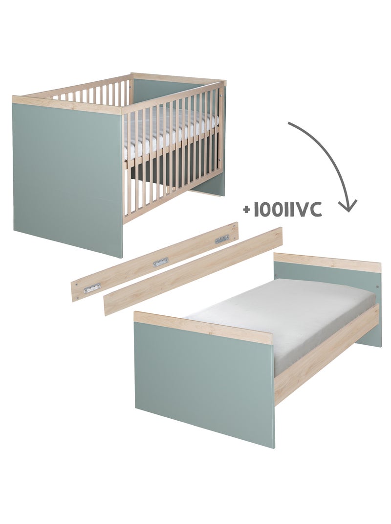 Lit bébé combiné minimaliste 70 × 140 cm Selva Roba Vert/Rose - Kiabi