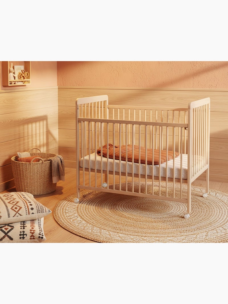 Lit bébé coulissant en bois livo Beige clair - Kiabi