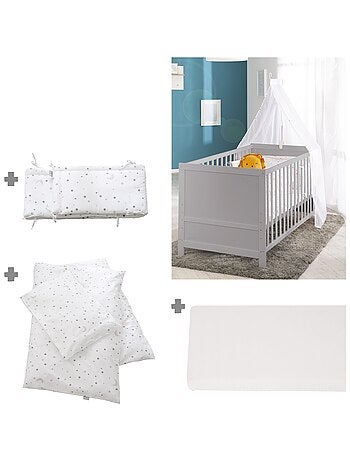 Lit bébé évolutif 70 x 140 avec literie 'sternenzauber' roba