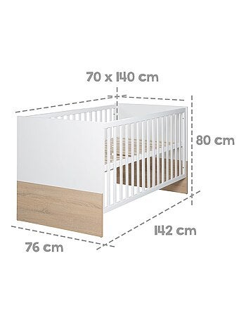 Lit bébé évolutif 70 x 140 convertible en lit junior 'gabriella' roba