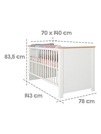Lit bébé évolutif 70 x 140 transformable en lit junior 'Ava' ROBA