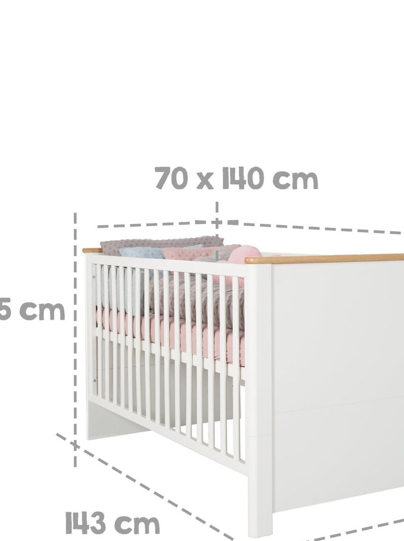 Lit bébé évolutif 70 x 140 transformable en lit junior 'Ava' ROBA Blanc - Kiabi