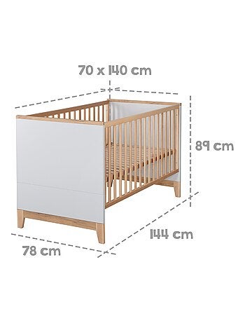 Lit bébé évolutif 70 x 140 transformable en lit junior 'Caro' ROBA