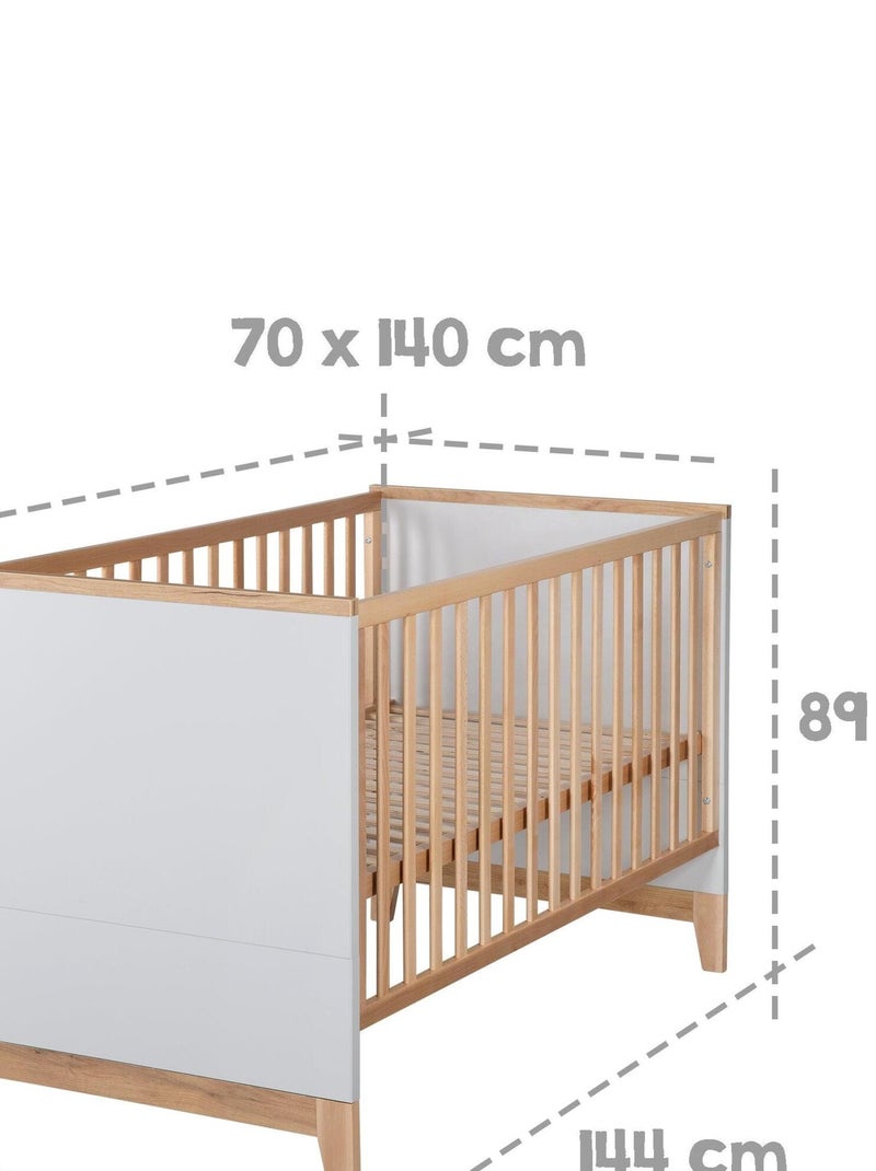 Lit bébé évolutif 70 x 140 transformable en lit junior 'Caro' ROBA Gris clair - Kiabi