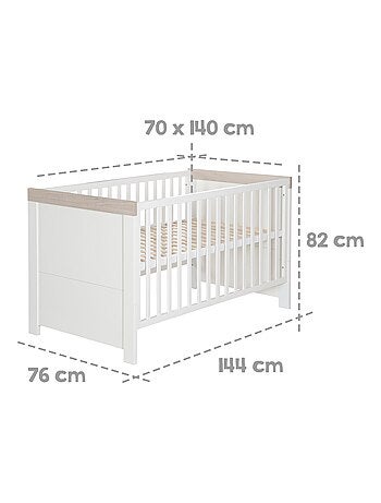 Lit bébé évolutif 70 x 140 transformable en lit junior 'lucy' roba