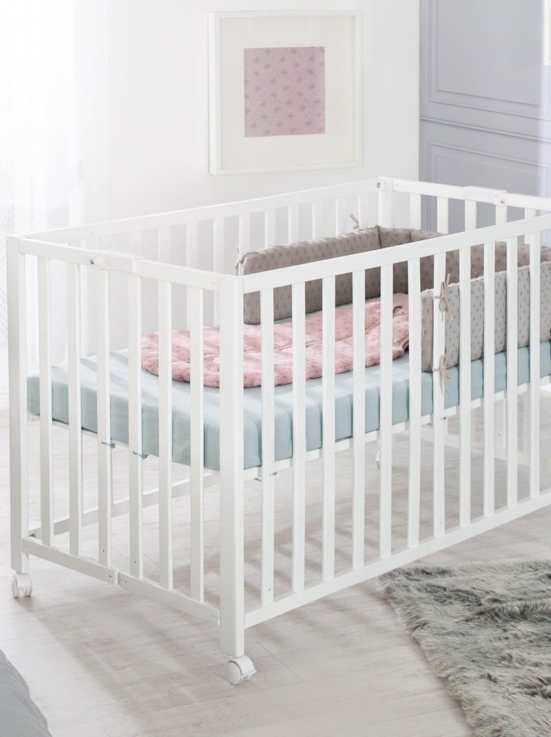 Lit bébé pliant 60 x 120 avec roulettes et hauteur réglable 'fold up' roba Blanc - Kiabi