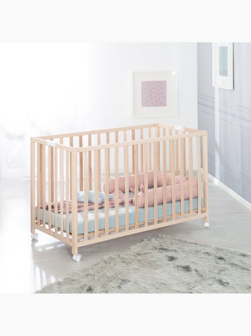 Lit bébé pliant 60 x 120 avec roulettes et hauteur réglable 'Fold Up' ROBA - Kiabi