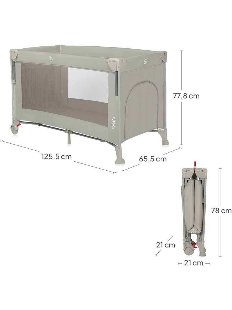 Lit cododo 3en1 LIONELO Ellen - Lit parapluie - Parc bébé - Matelas haute densité - Roulettes Beige - Kiabi