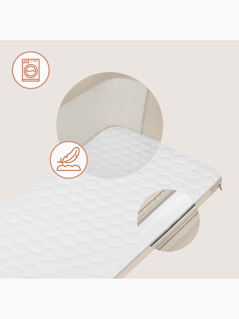 Lit cododo 3en1 LIONELO Jodie - Berceau - Réglable en hauteur et inclinaison- Matelas haute densité Beige - Kiabi
