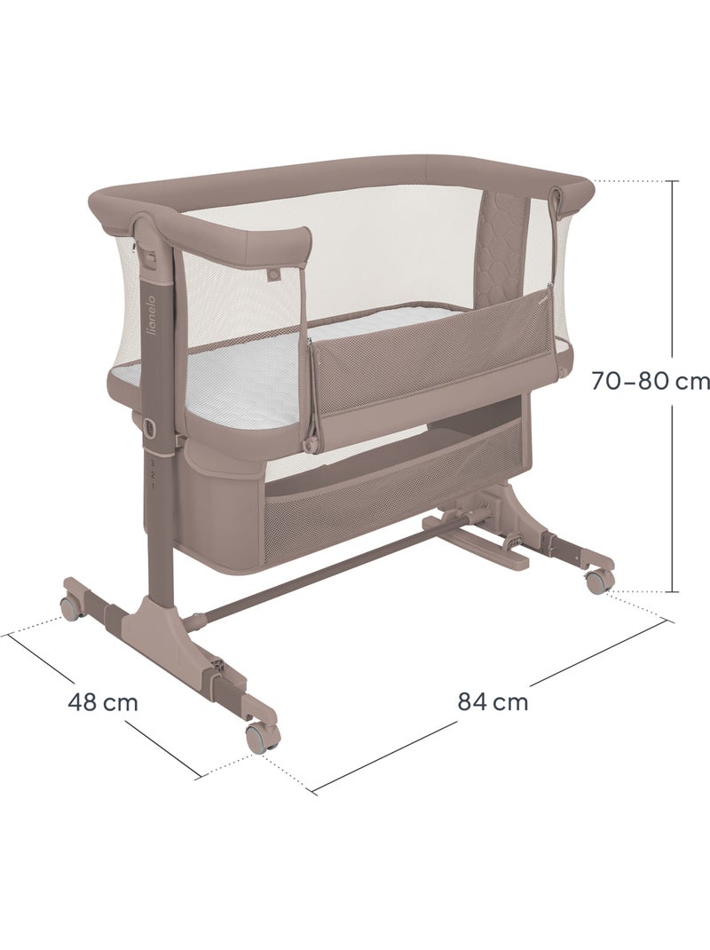 Lit cododo 3en1 LIONELO Jodie - Berceau - Réglable en hauteur et inclinaison- Matelas haute densité Taupe - Kiabi