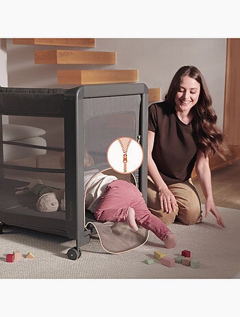 Lit cododo 5en1 LIONELO Patty - Lit parapluie - Parc - Pliable - Matelas haute densité - 4 roulettes