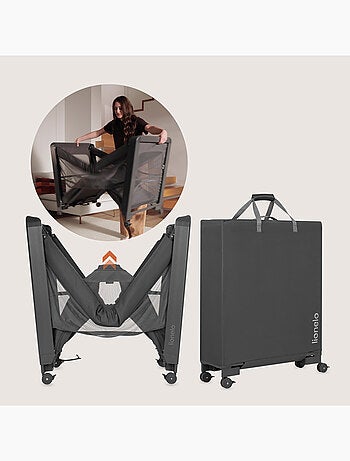 Lit cododo 5en1 LIONELO Patty - Lit parapluie - Parc - Pliable - Matelas haute densité - 4 roulettes