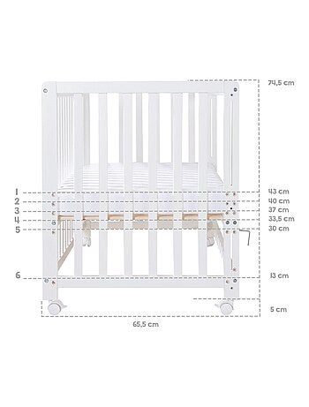 Lit cododo 60 x 120 avec literie complète et roulettes à freins ROBA