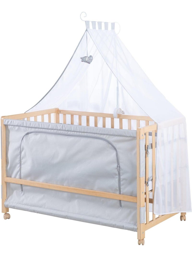 Lit cododo 60 x 120 avec literie complète et roulettes à freins ROBA Gris Marron Blanc - Kiabi