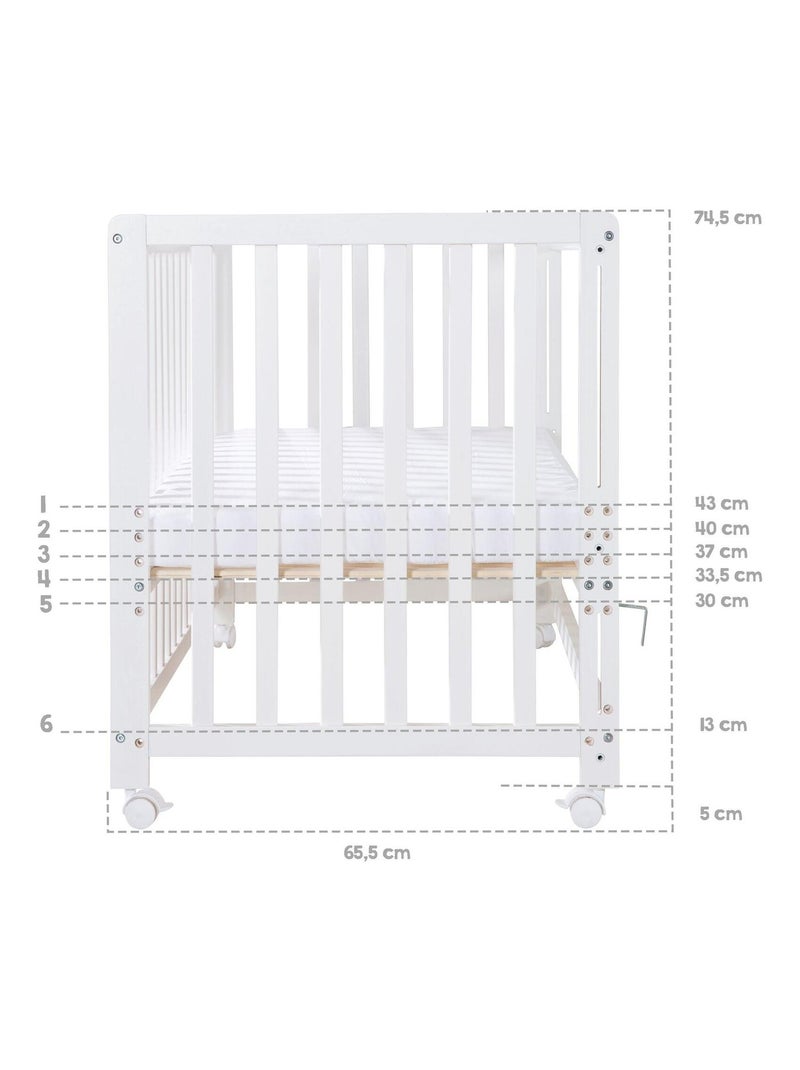 Lit cododo 60 x 120 avec literie complète et roulettes à freins ROBA Gris Marron Blanc - Kiabi