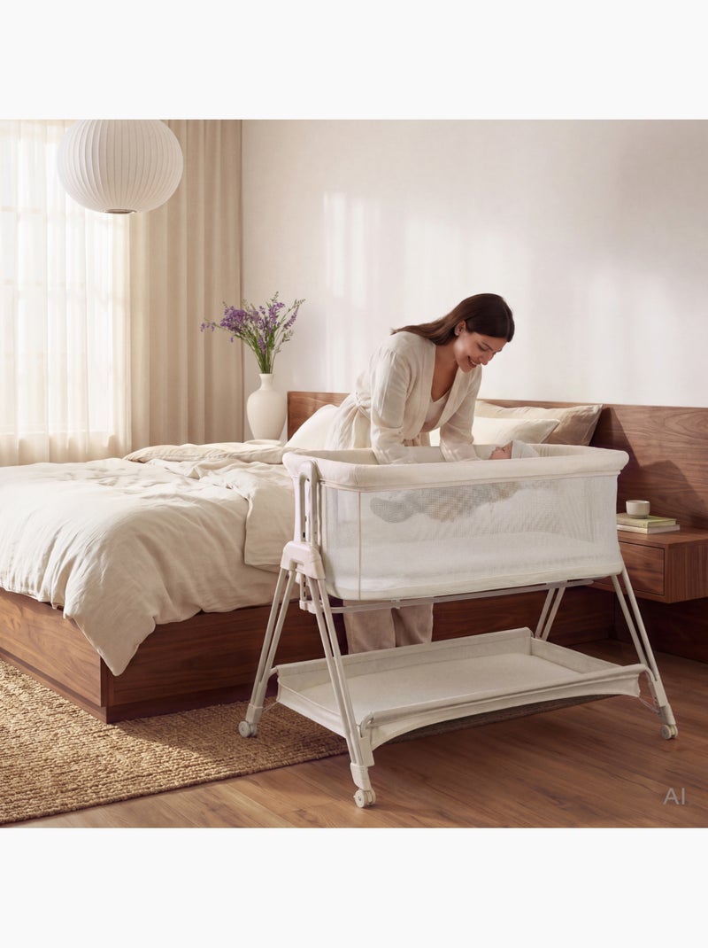 Lit cododo bébé 3en1 lionelo luna - berceau - réglable en hauteur et inclinaison - matelas inclus Blanc - Kiabi