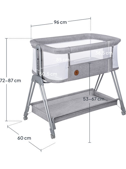 Lit cododo bébé 3en1 LIONELO Luna - Berceau - Réglable en hauteur et inclinaison - Matelas inclus - Kiabi Lit cododo bébé 3en1 LIONELO Luna - Berceau - Réglable en hauteur et inclinaison - Matelas inclus - Kiabi