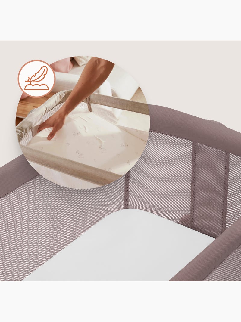 Lit cododo bébé 3en1 LIONELO Luna - Berceau - Réglable en hauteur et inclinaison - Matelas inclus Taupe - Kiabi