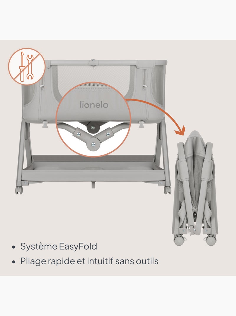 Lit cododo bébé 4en1 lionelo luna - berceau - réglable en hauteur et inclinaison - matelas inclus Gris Gris - Kiabi