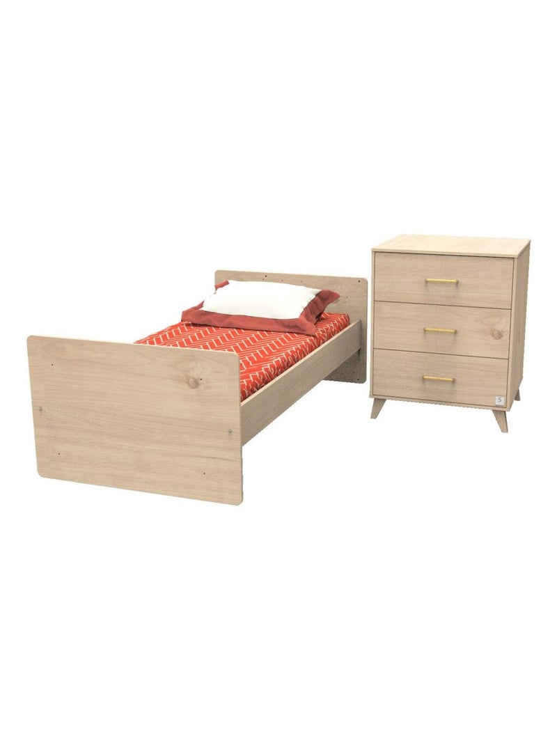 Lit combiné 120x60 évolutif en 90x190 arty - sauthon Marron - Kiabi