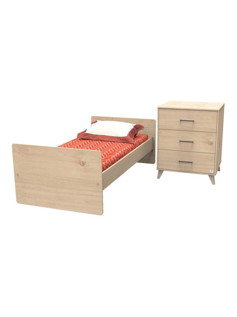 Lit combiné évolutif avec matelas - sauthon Marron - Kiabi