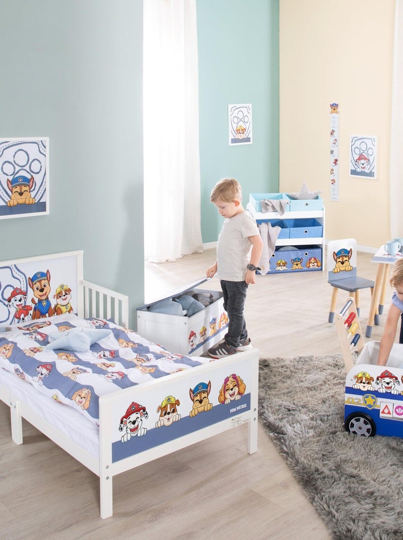Lit enfant 70 x 140 avec barrières de sécurité et linge de lit 'Paw Patrol' ROBA Blanc Bleu Gris - Kiabi
