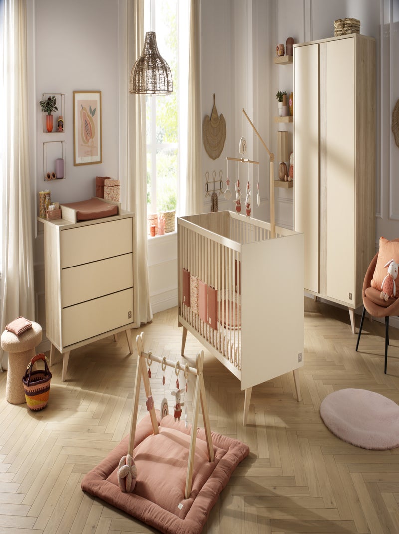 Lit évolutif - little big bed sur pieds en bois avec têtes panneaux imitation bois - sauthon Marron - Kiabi