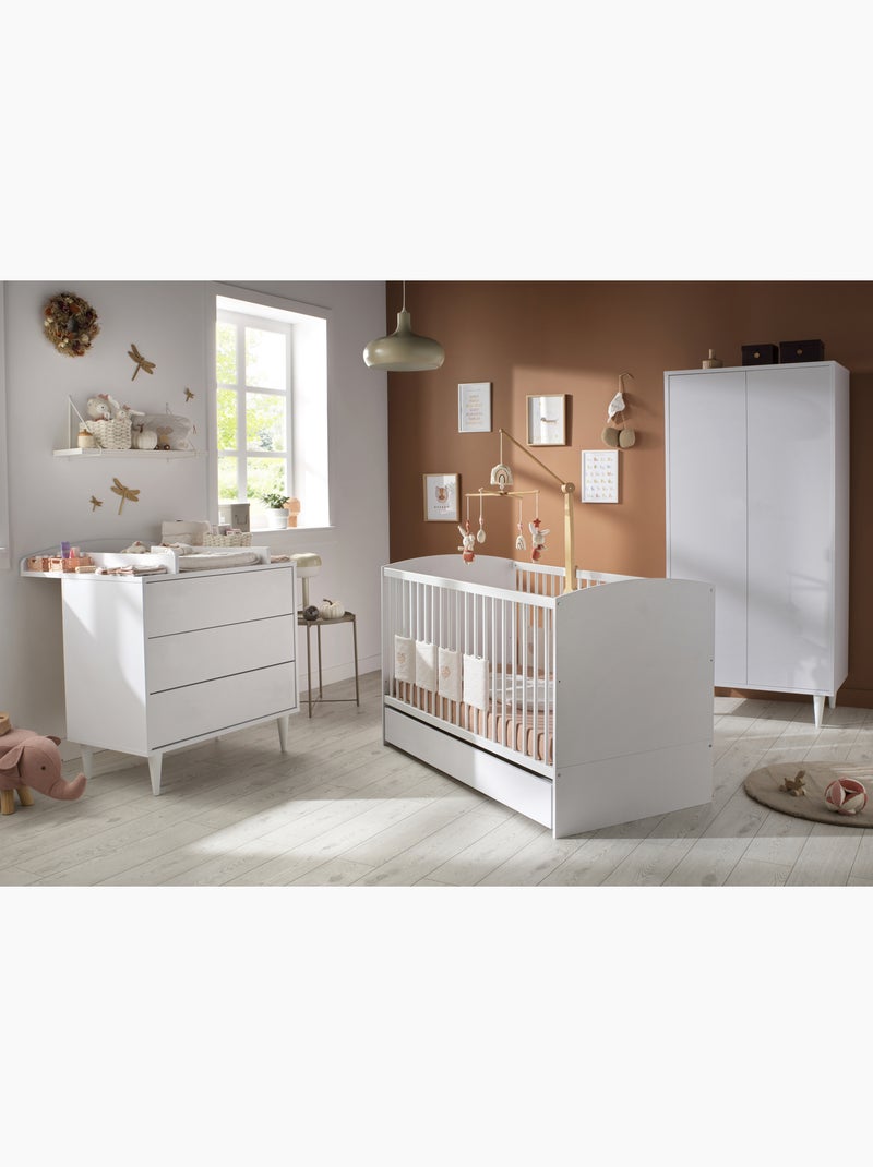 Lit évolutif 70x140 - little big bed - têtes de lit panneaux - sauthon Blanc - Kiabi