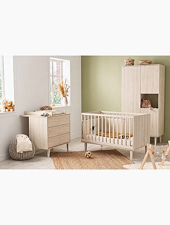 Lit évolutif 70x140 sur pieds- little big bed en bois décor hêtre cendré - sauthon