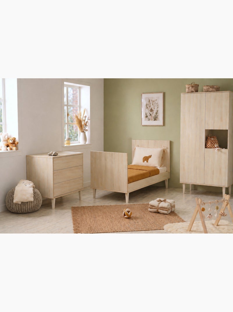 Lit évolutif 70x140 sur pieds- little big bed en bois décor hêtre cendré - sauthon Beige - Kiabi